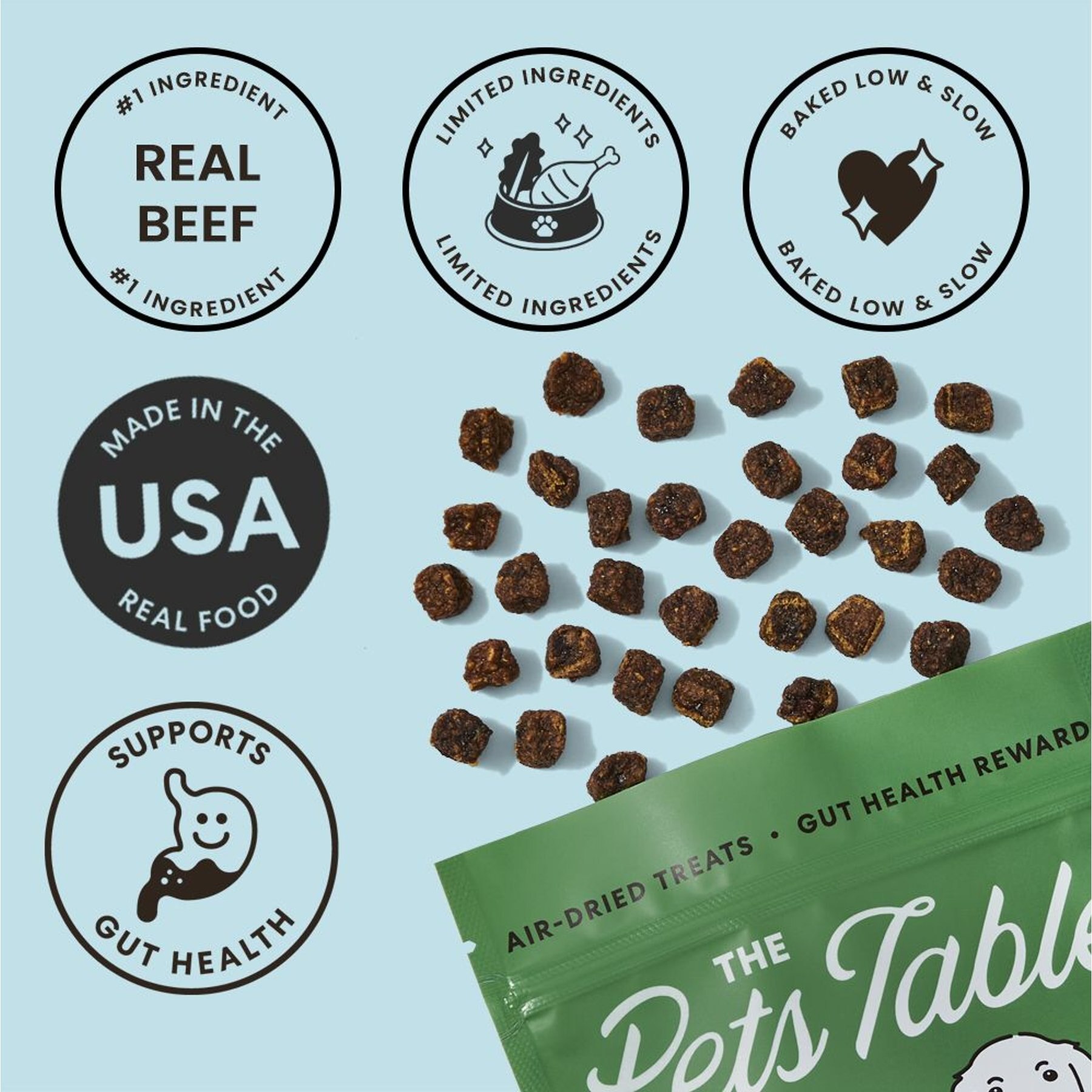 The Pets Table Beef Limited Ingredient Diet Air-Dried Dog Treats, 5-oz bag