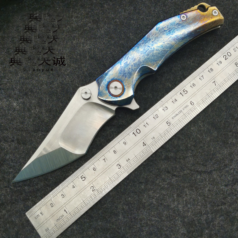 High End Flipper Knife M390 Satin Tanto Blade Anodizing TC4 Titanium Alloy Handle Ball Bearing EDC Pocket Folder Knives Outdoor Tools