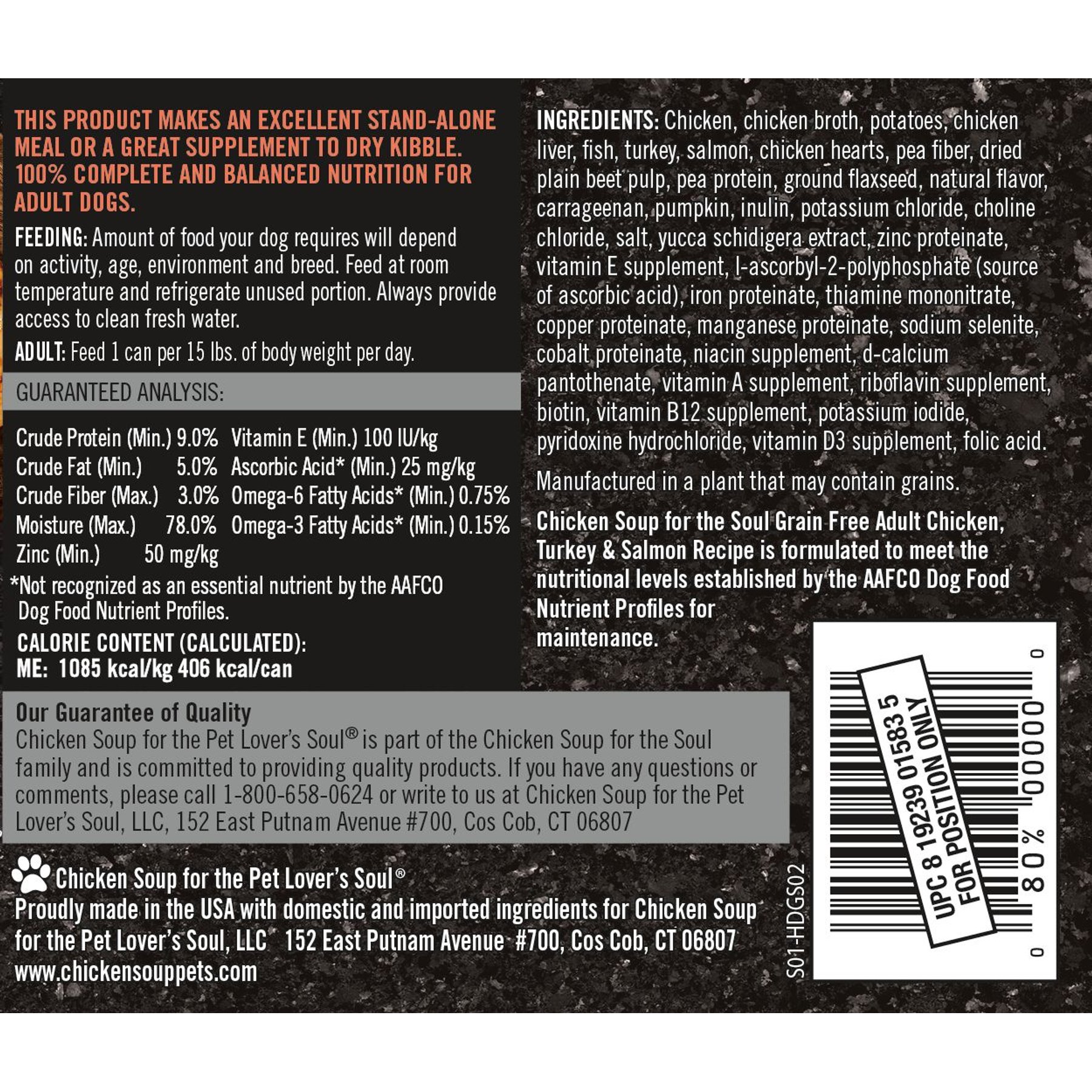 Chicken Soup for the Soul Chicken, Turkey & Salmon Recipe Grain-Free Canned Dog Food, 13-oz can, case of 12