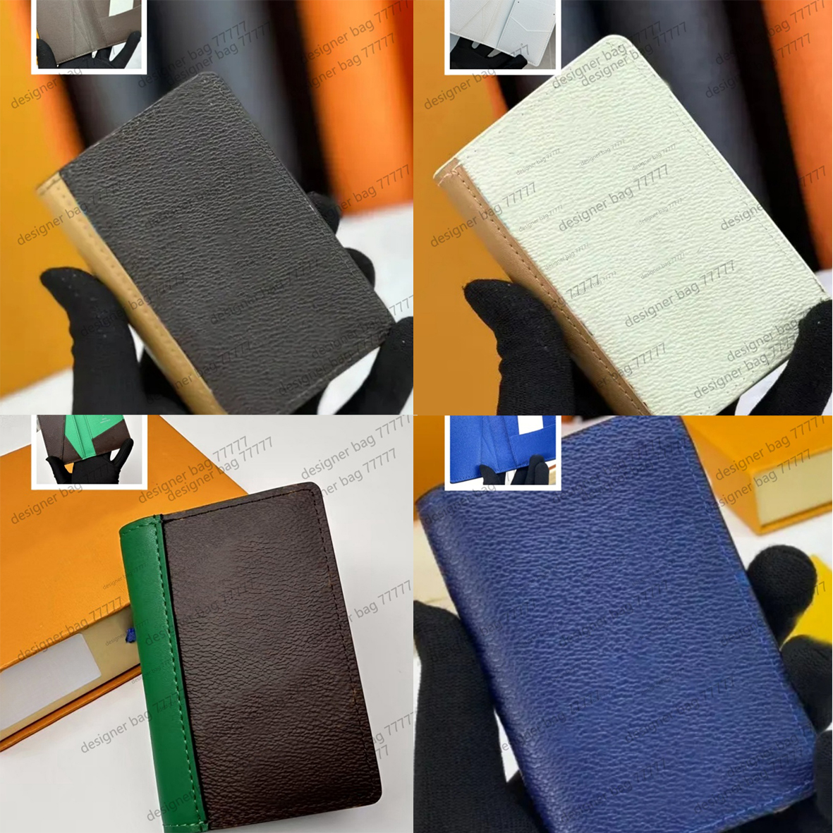 Pocket Organizer Designer wallets for men women Multiple colour leather card holders Can be placed Credit card Busines card Can Wholesale and retail With Box