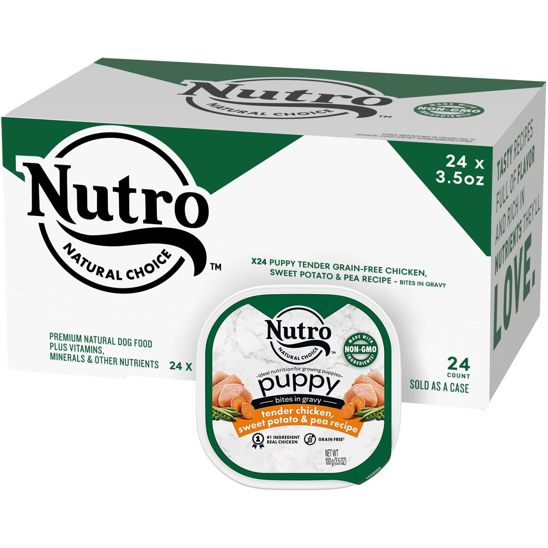 Nutro Puppy Tender Grain-Free Chicken, Sweet Potato & Pea Recipe Bites in Gravy Wet Dog Food Trays