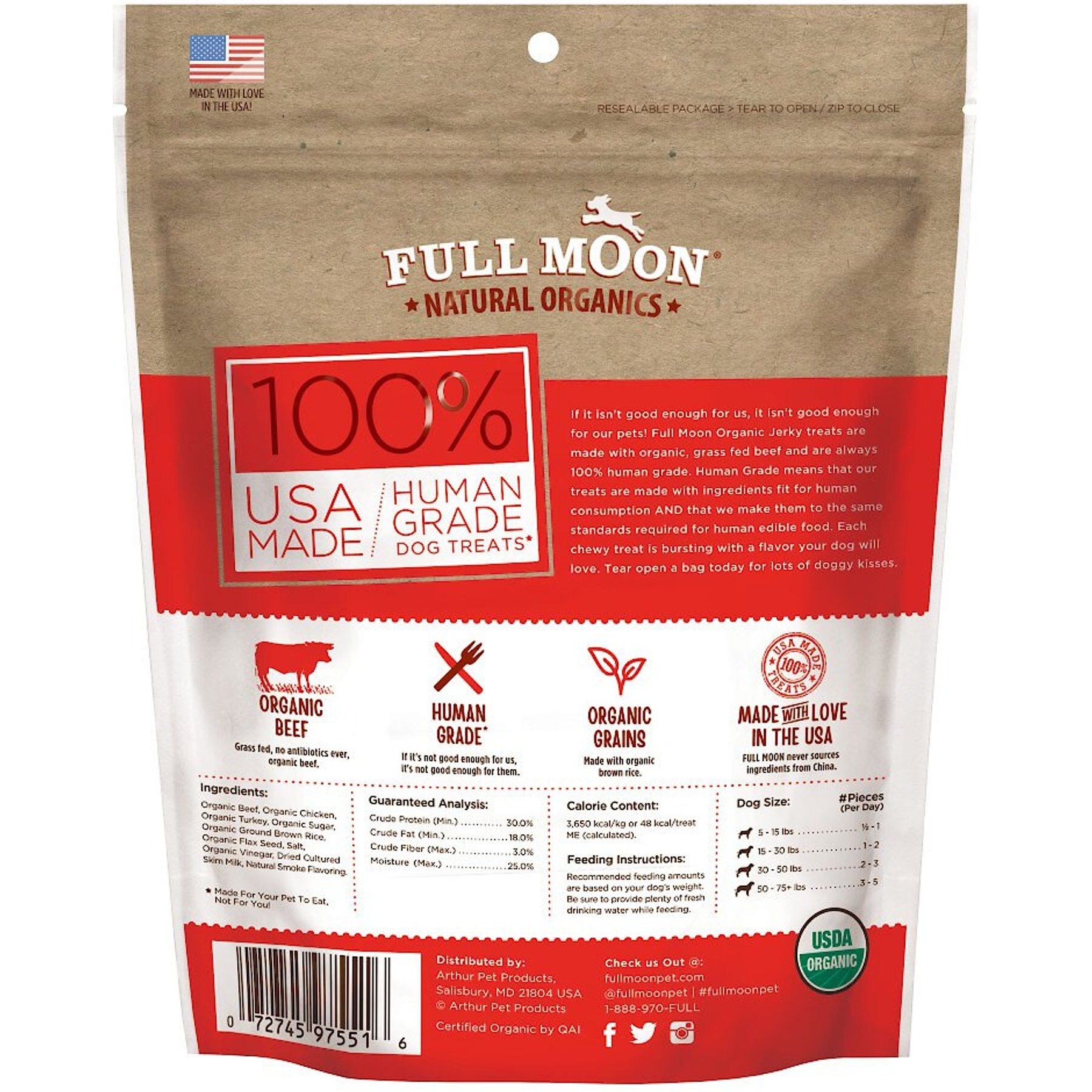 Full Moon Organic Beef Jerky Human-Grade Dog Treats