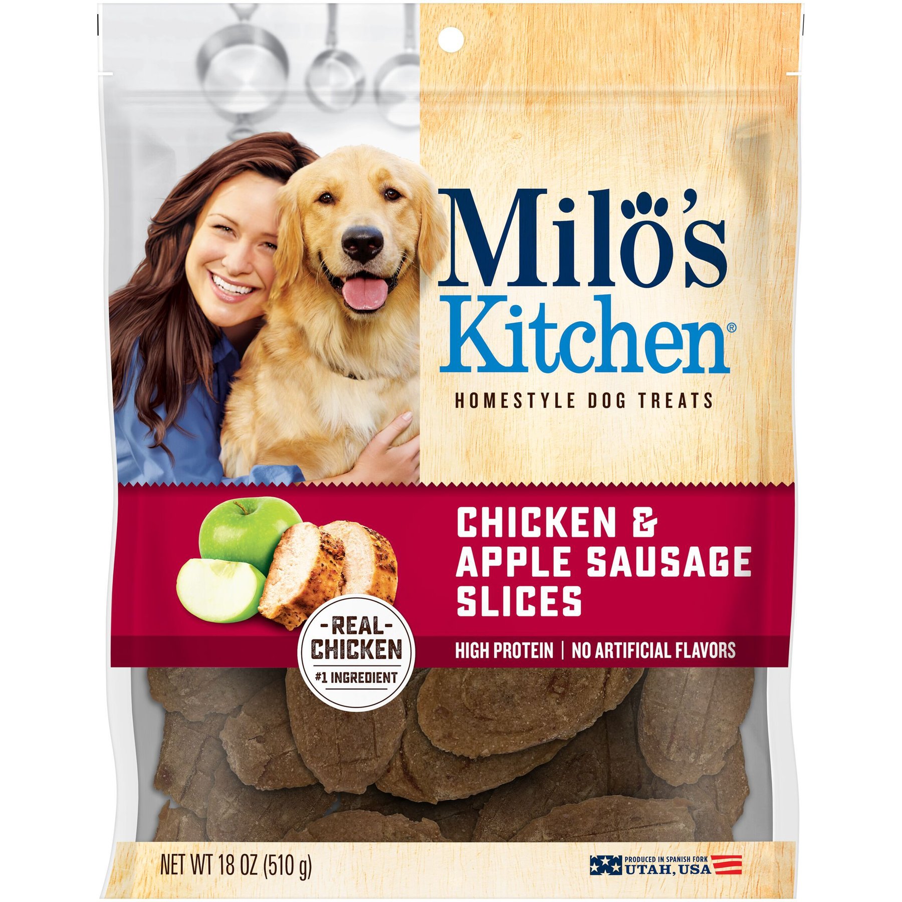 Milo's Kitchen Chicken & Apple Sausage Slices Dog Treats