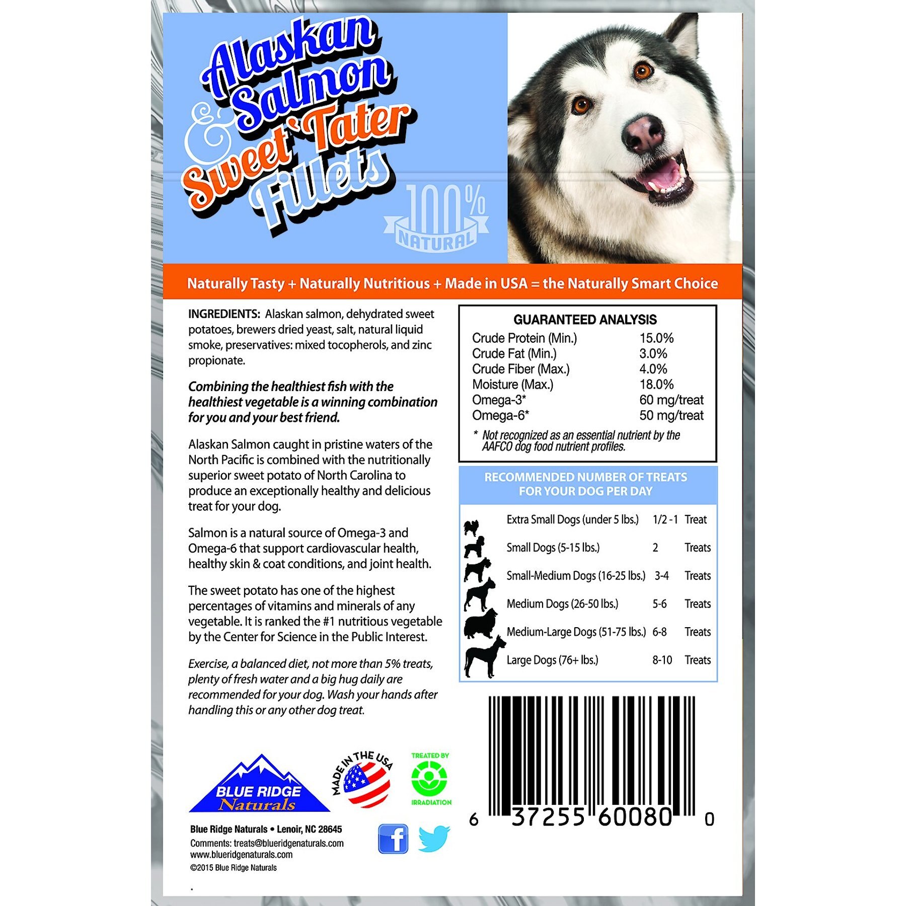 Blue Ridge Naturals Alaskan Salmon & Sweet Tater Fillets Dog Treats