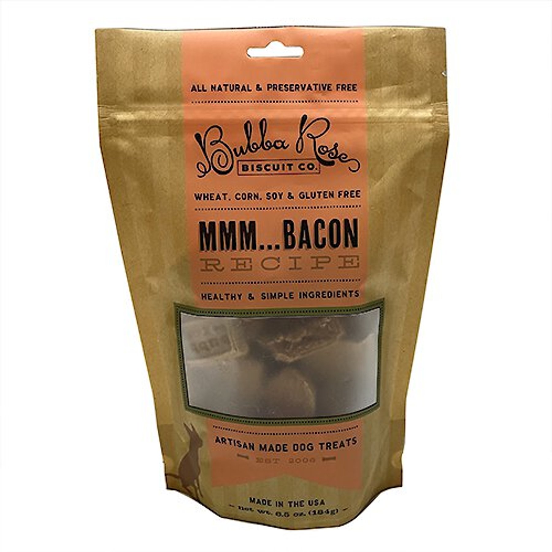 Bubba Rose Biscuit Co. Mmm Bacon Dog Treats, 6.5-oz bag