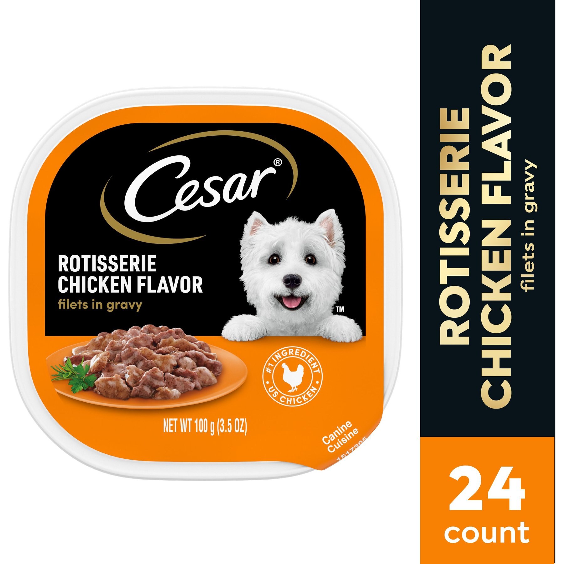 Cesar Rotisserie Chicken Flavor Filets in Gravy Small Breed Adult Wet Dog Food Trays