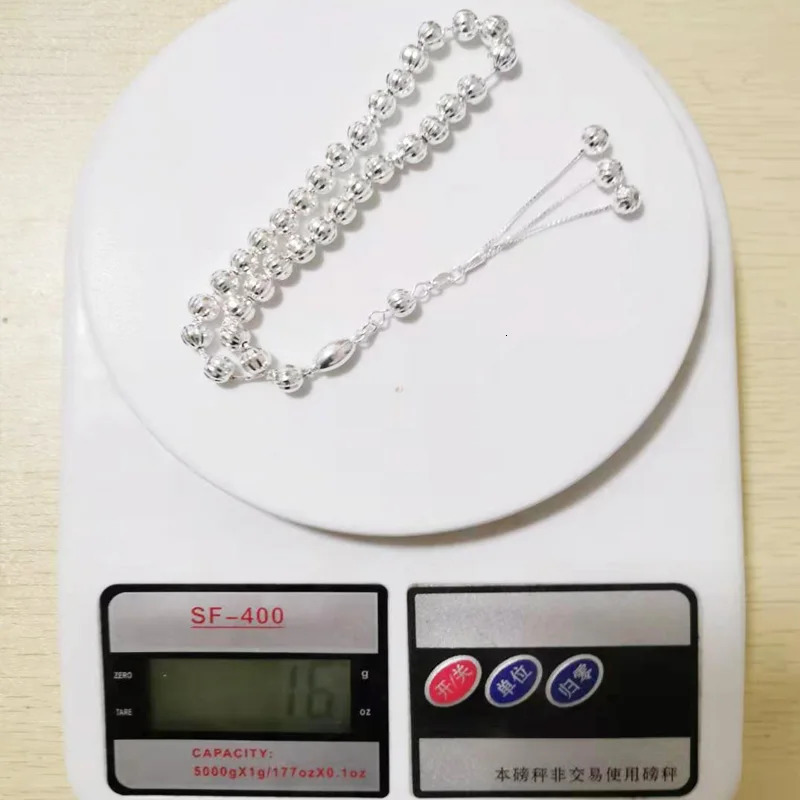 100% Real 925 sterling silvers Tasbih pure silvers Rosary 33beads Muslim bracelet islamic Ramadan Eid gift turky Jewelry 240408
