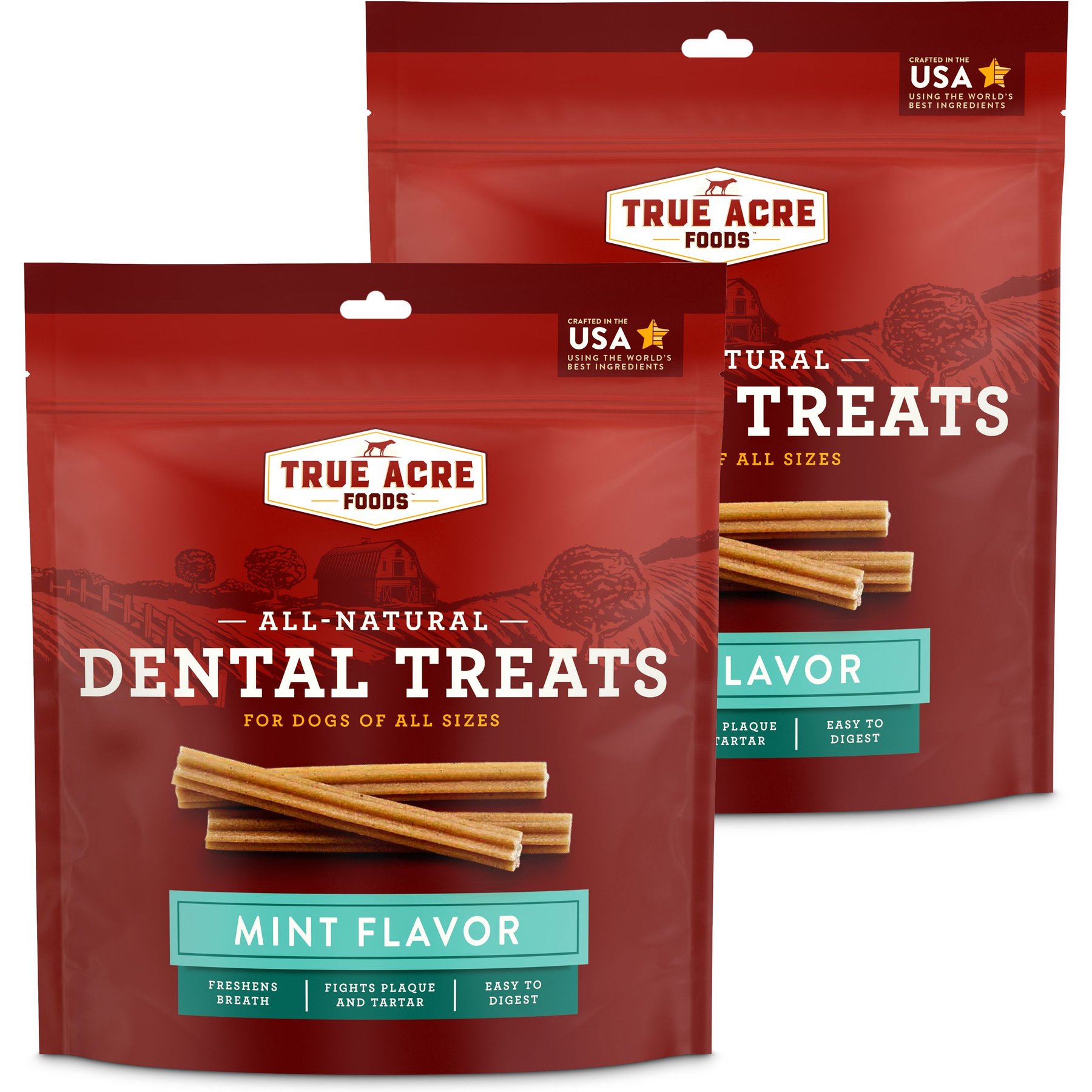 True Acre Foods All-Natural Dental Chew Sticks, Mint Flavor