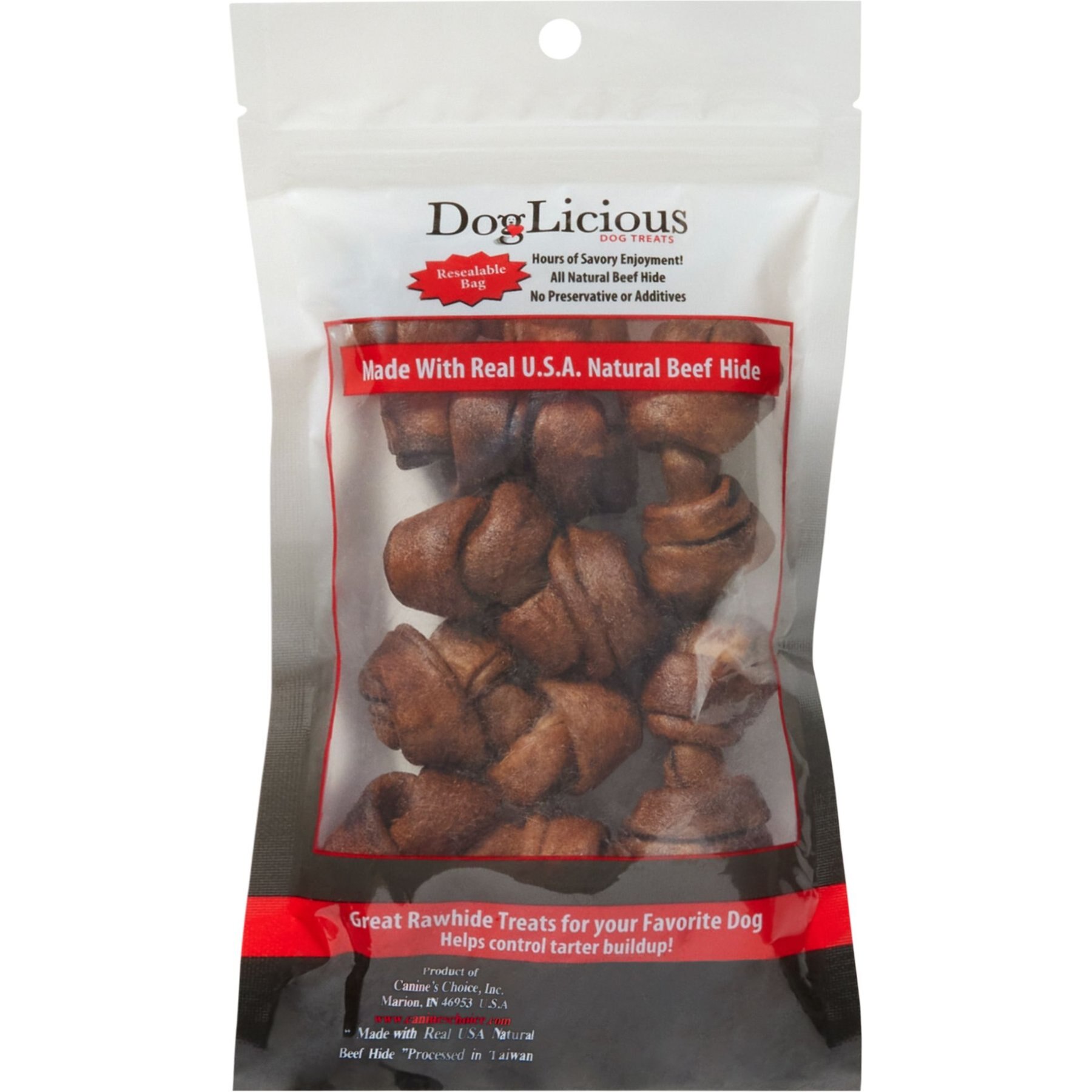 Canine's Choice DogLicious 2" Beef Flavored Mini Bones Rawhide Dog Treats, 7 count