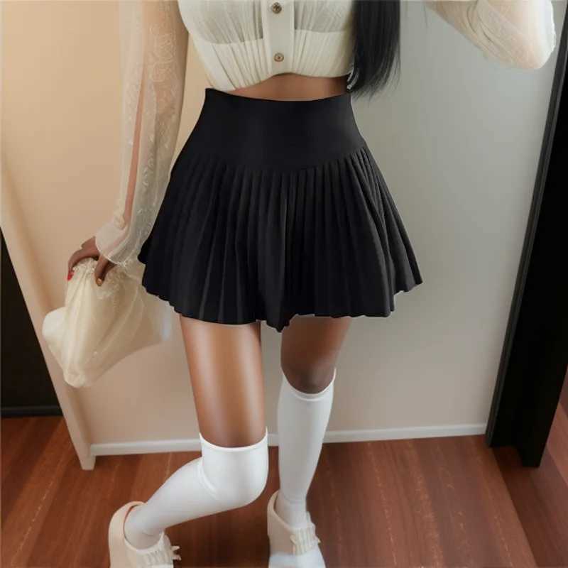 Skirts Summer High Waist Womens Sexy Mini Skirts Side Zipper Vintage Pleated Skirt Korean dent White Tennis Skirts Short Black Y240420