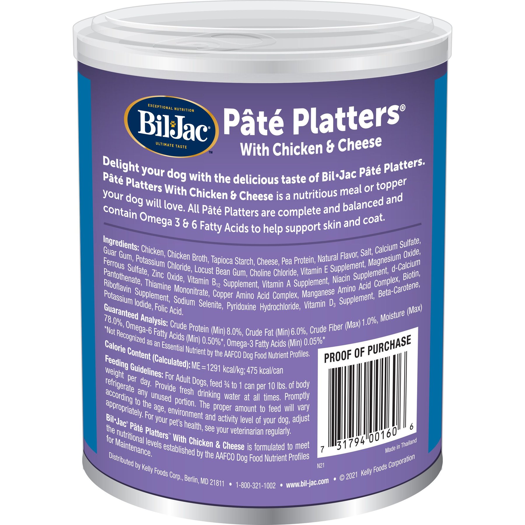 Bil-Jac Pate Platters with Chicken & Cheese Canned Dog Food