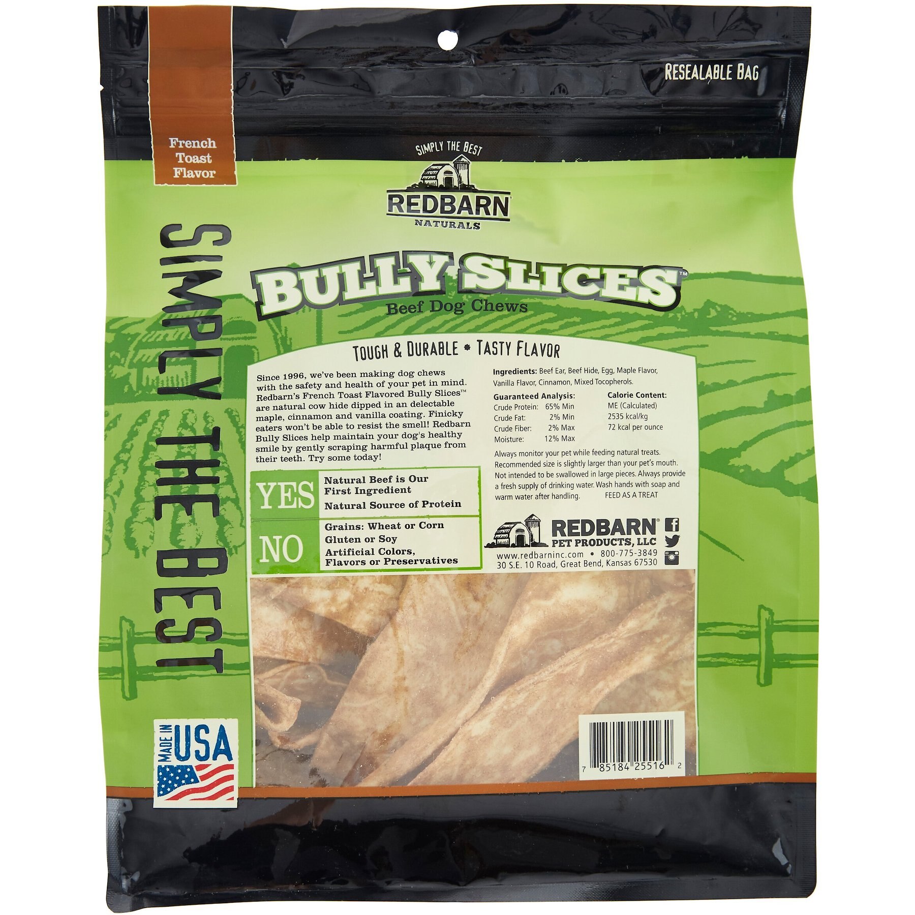 Redbarn Naturals Bully Slices French Toast Flavor Beef Dog Treats