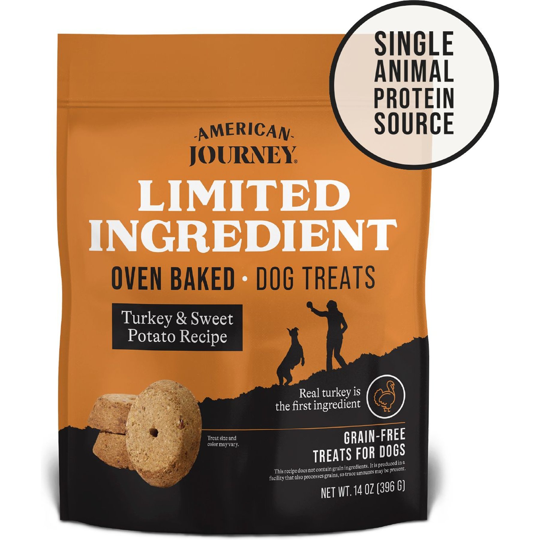 American Journey Turkey & Sweet Potato Recipe Limited Ingredient Dog Treats, 14-oz bag