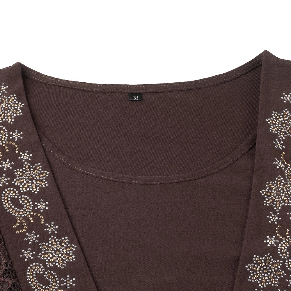 Yitonglian Ladies Vintage Bronze Luxry Lace Womens Shirts Plus Size 6XL 7XL 8XL Long Sleeve Autumn Casual Tunic Tops W132 240419
