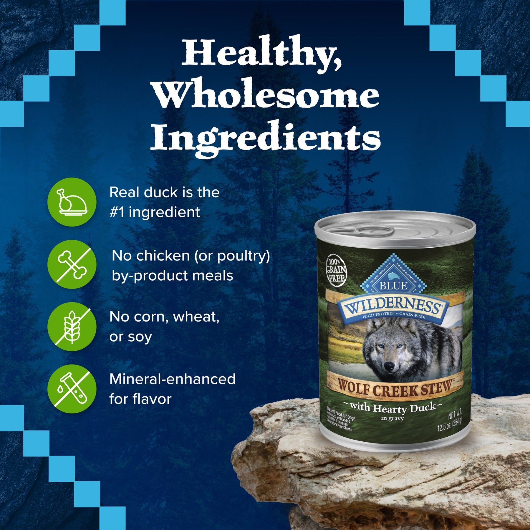 Blue Buffalo Wilderness Wolf Creek Stew Hearty Duck Stew Grain-Free Adult Canned Dog Food