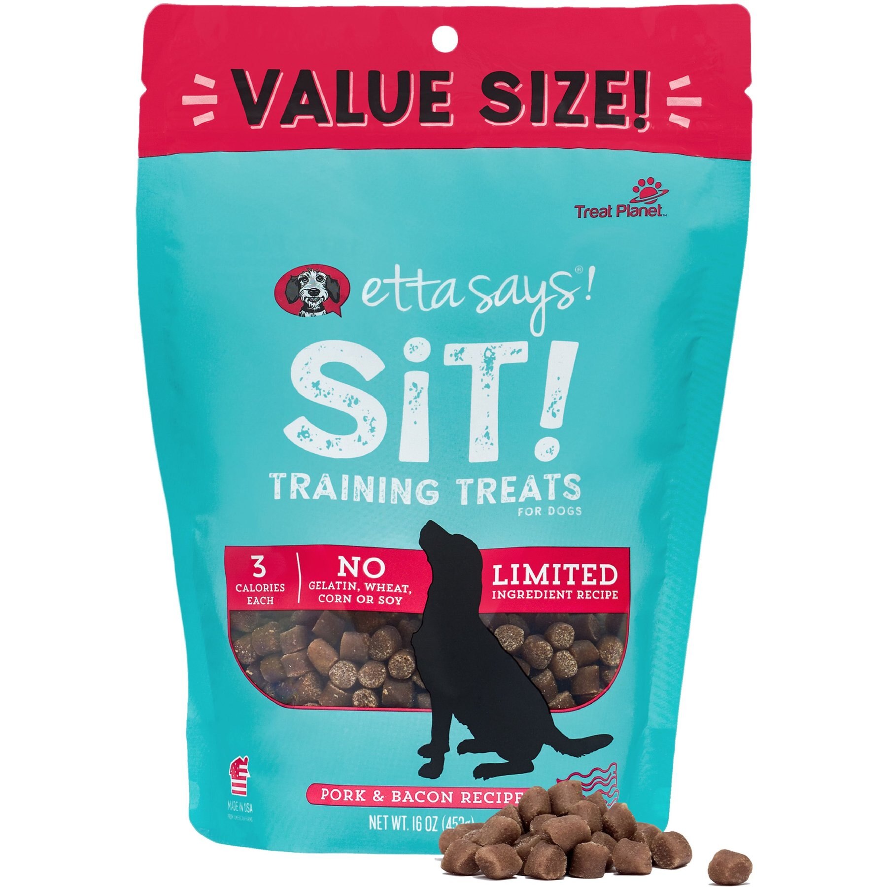 Etta Says! Sit! Bacon Recipe Soft & Chewy Training Dog Treats, 1-lb bag