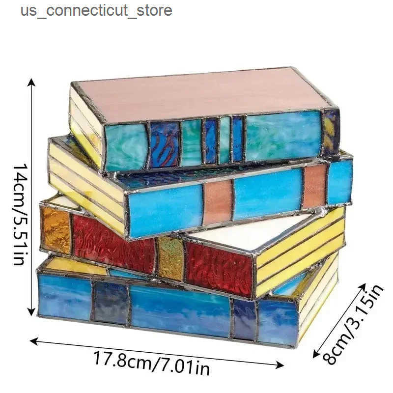 2025 new Stained Glass Lamp Night Table Reading Book Light Nightstand Desk Lamps Handicraft Stacked Books