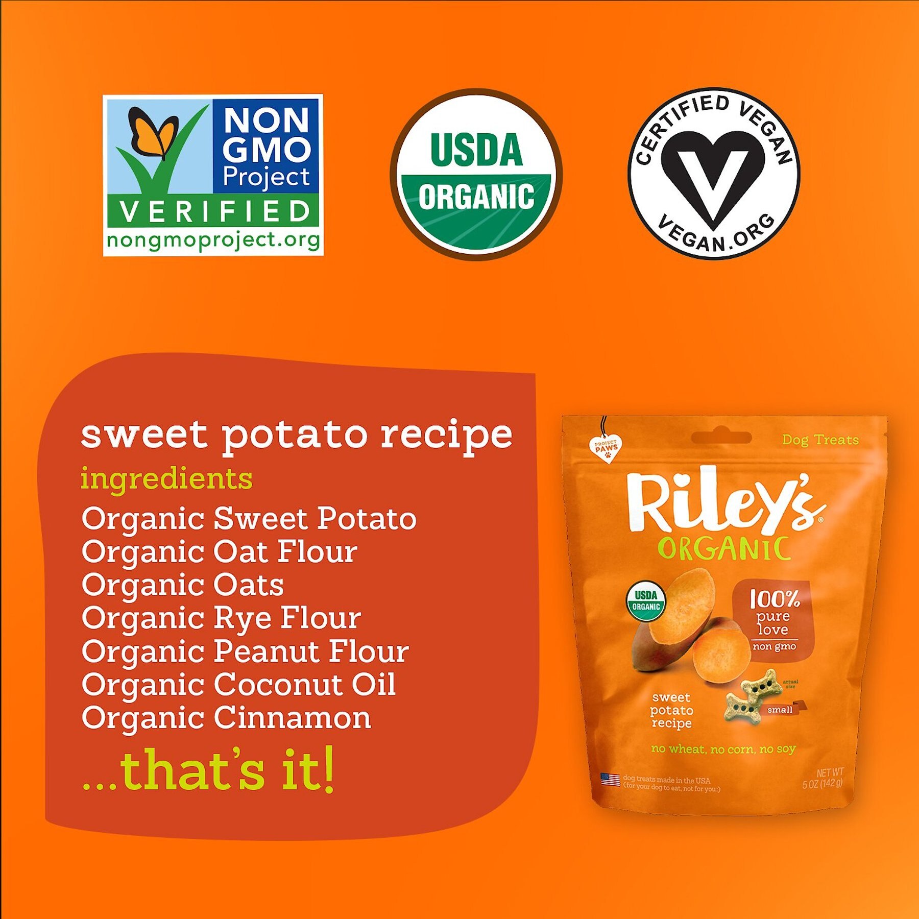 Riley's Sweet Potato Recipe Biscuit Dog Treat, 5-oz bag, Small