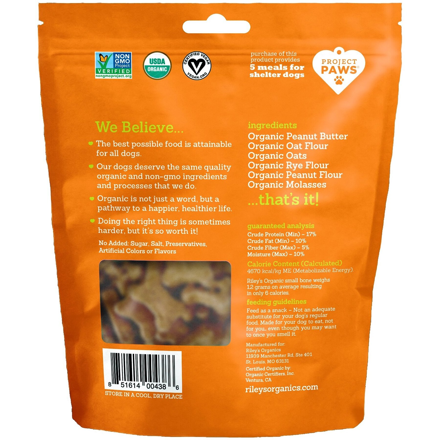 Riley's Peanut Butter & Molasses Recipe Biscuit Dog Treat, 5-oz bag, Small