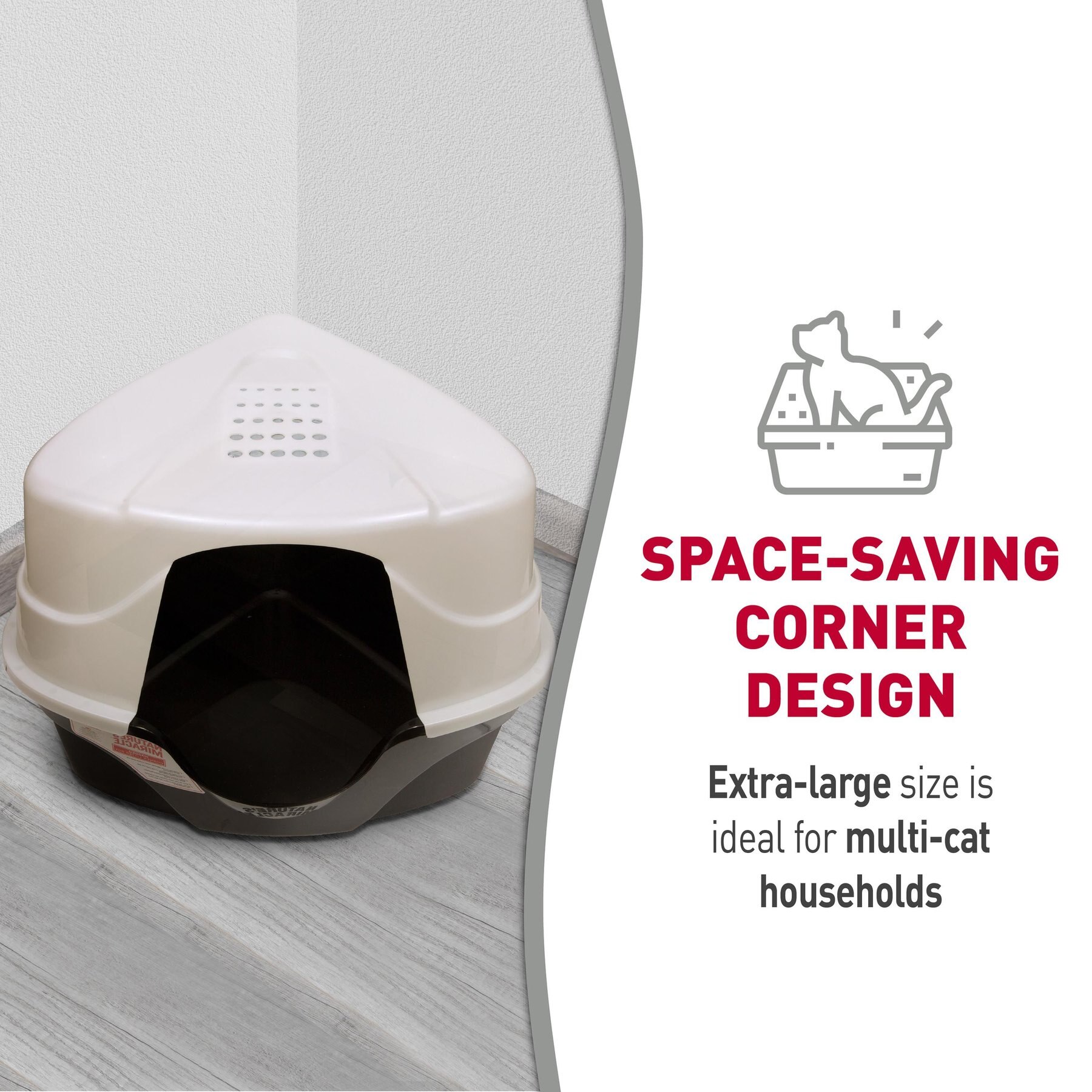 Nature's Miracle Hooded Corner Multi-Cat Litter Box with Charcoal Filter