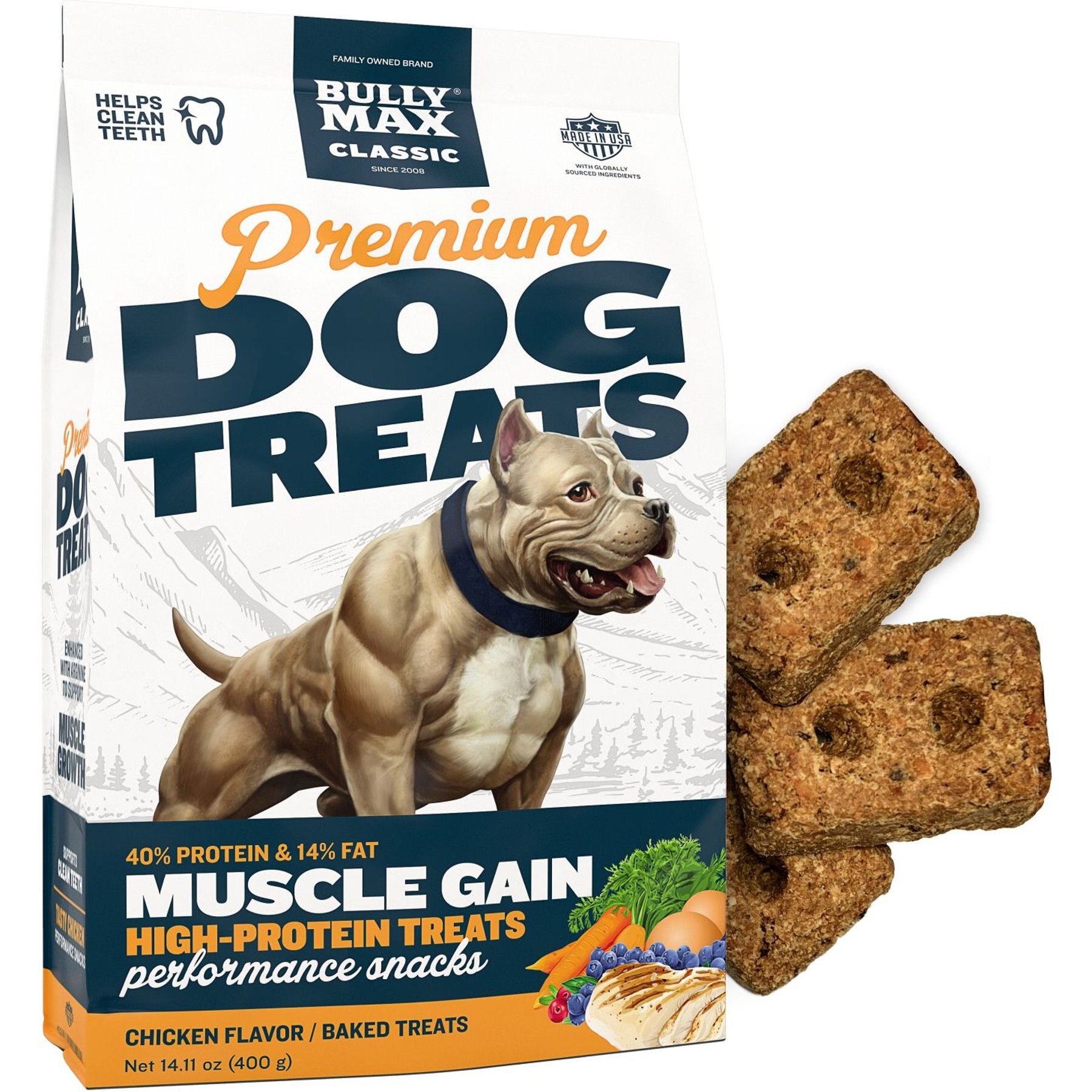 Bully Max Classic Premium High-Protein Chicken Adult Crunchy Dog Treats, 14.1-oz bag