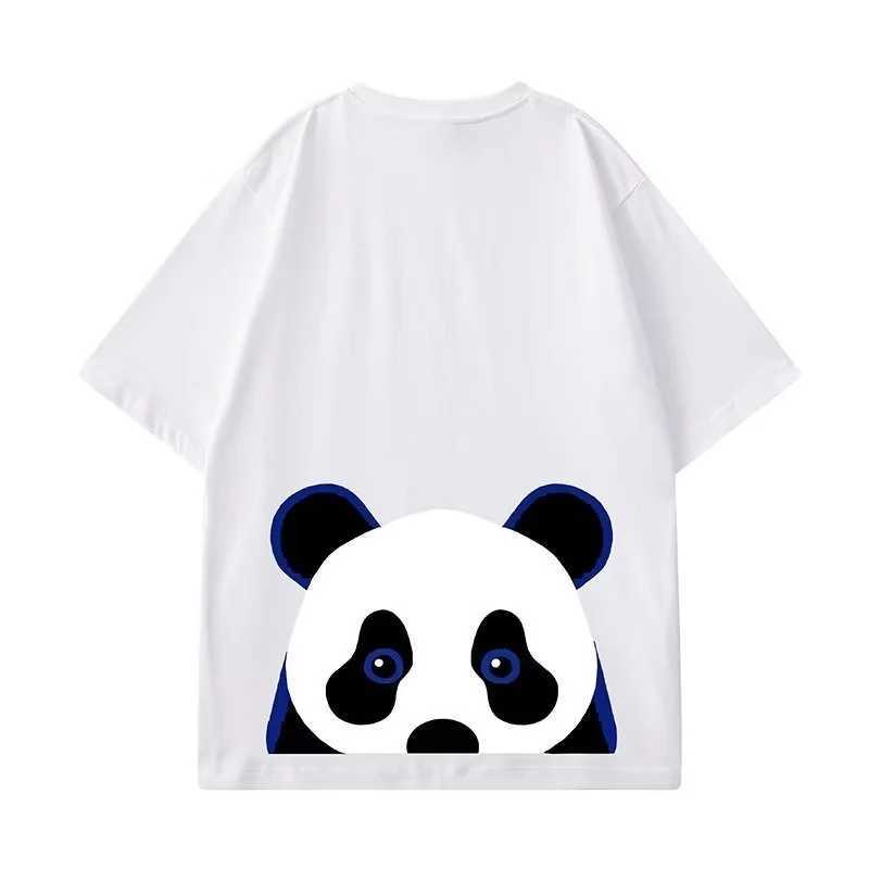Men's T-Shirts M-8XL Oversized Tshirts Cute Black and White Panda Printed Short Slved T-shirt for Mens 2024 New Loose Top Y240420