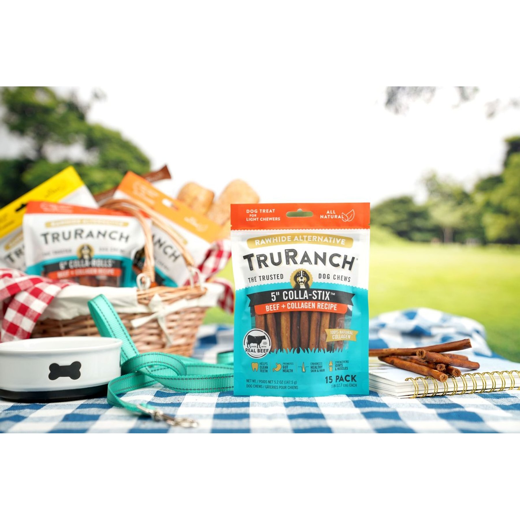 TruRanch Beef Collagen Sticks Hard Chew Dog Treats, 5-in, 15 count