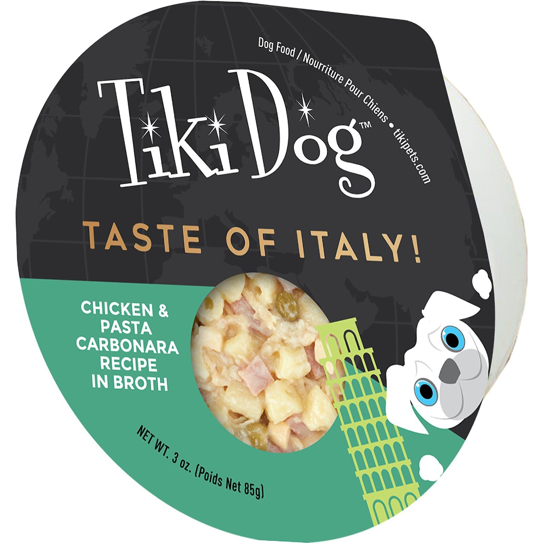 Tiki Dog Taste of Italy Chicken, Pasta & Carbonara Recipe in Broth Wet Dog Food, 3-oz cup, case of 4
