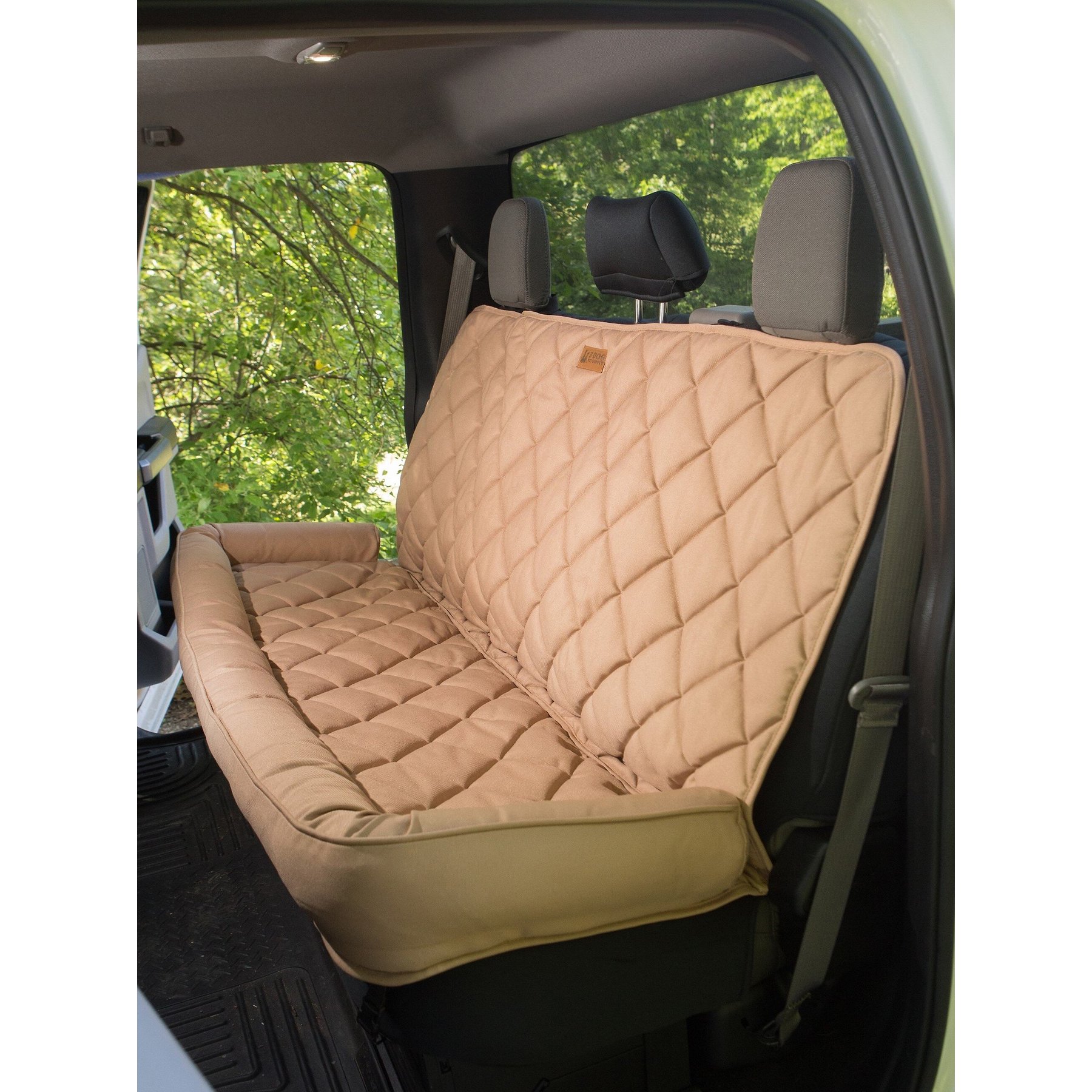 3 Dog Pet Supply Crew Cab Truck Seat Protector with Bolster, Large, Tan