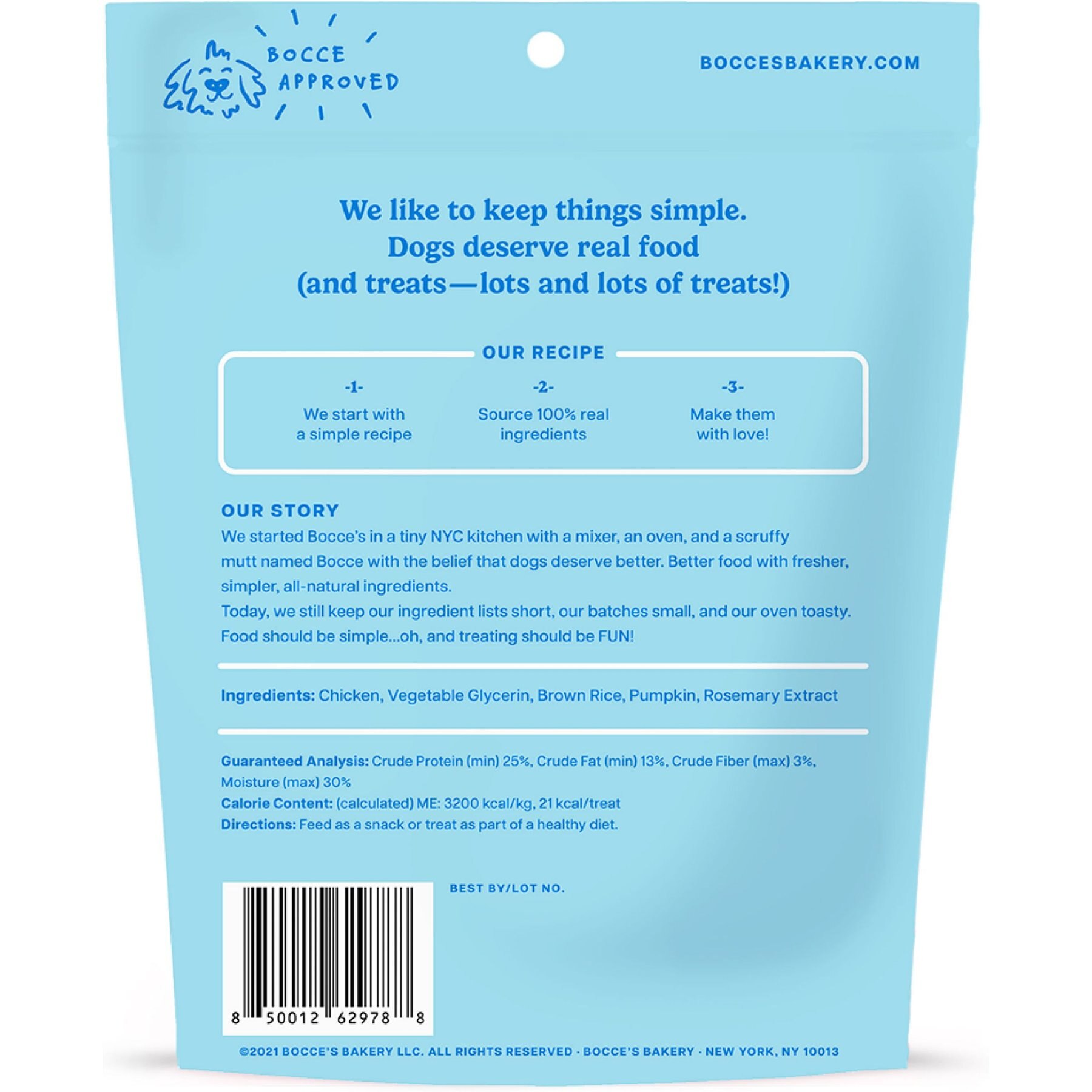 Bocce's Bakery Grazers Chicken Jerky Dog Treats, 4-oz pouch