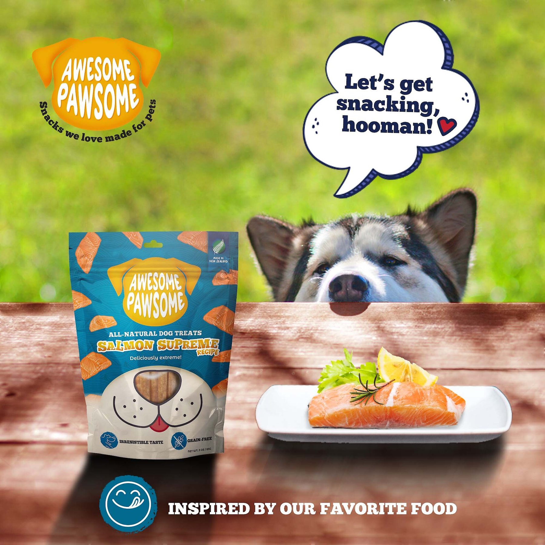 Awesome Pawsome Salmon Supreme Recipe Dog Treats, 3-oz bag