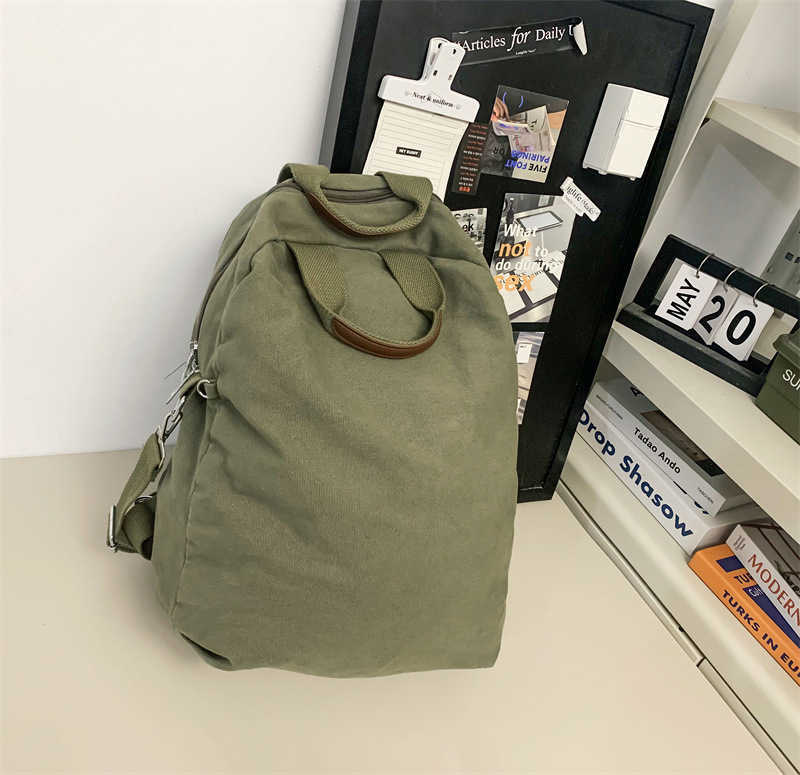 new canvas backpack for women artistic simple casual versatile three use backpack handheld diagonal cross bag