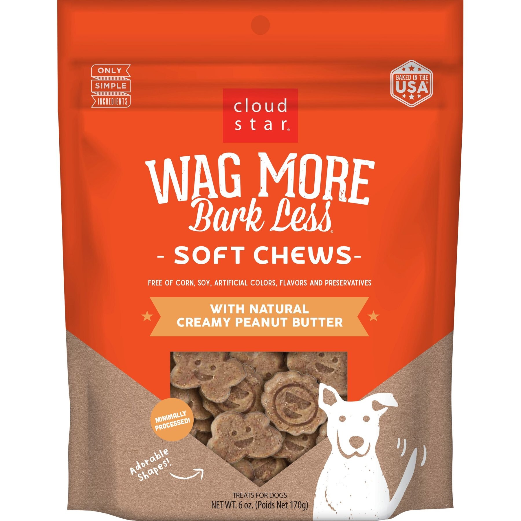 Cloud Star Wag More Bark Less Soft & Chewy with Creamy Peanut Butter Dog Treats
