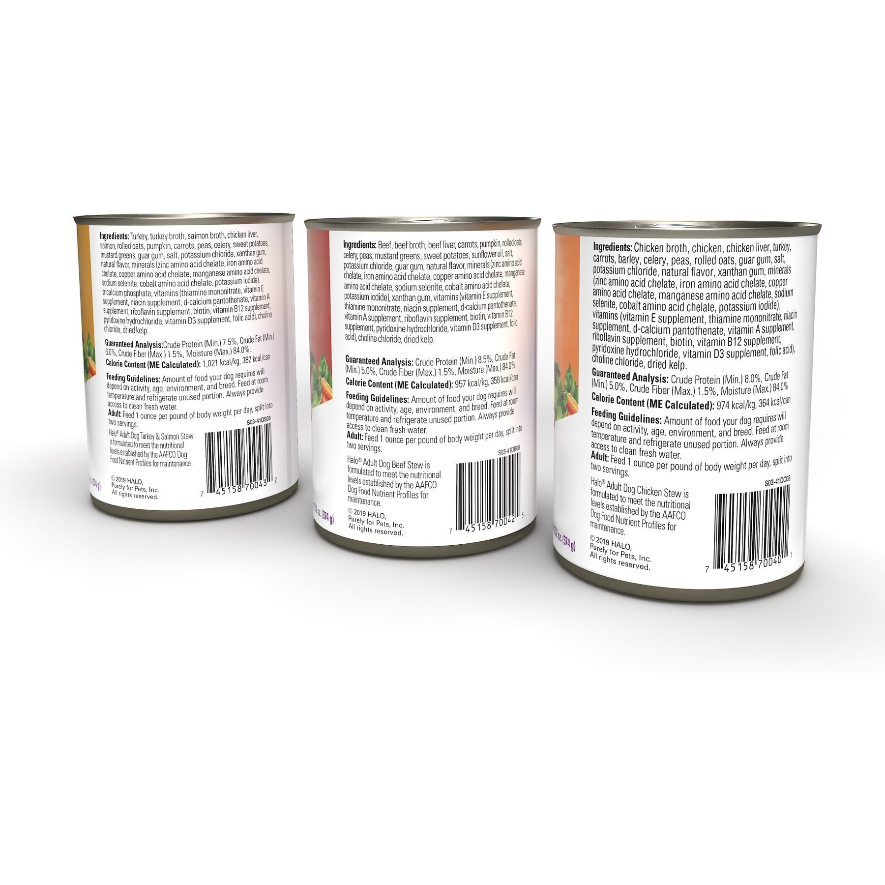 Halo Stew Variety Pack Canned Dog Food, 13.2-oz can, case of 6
