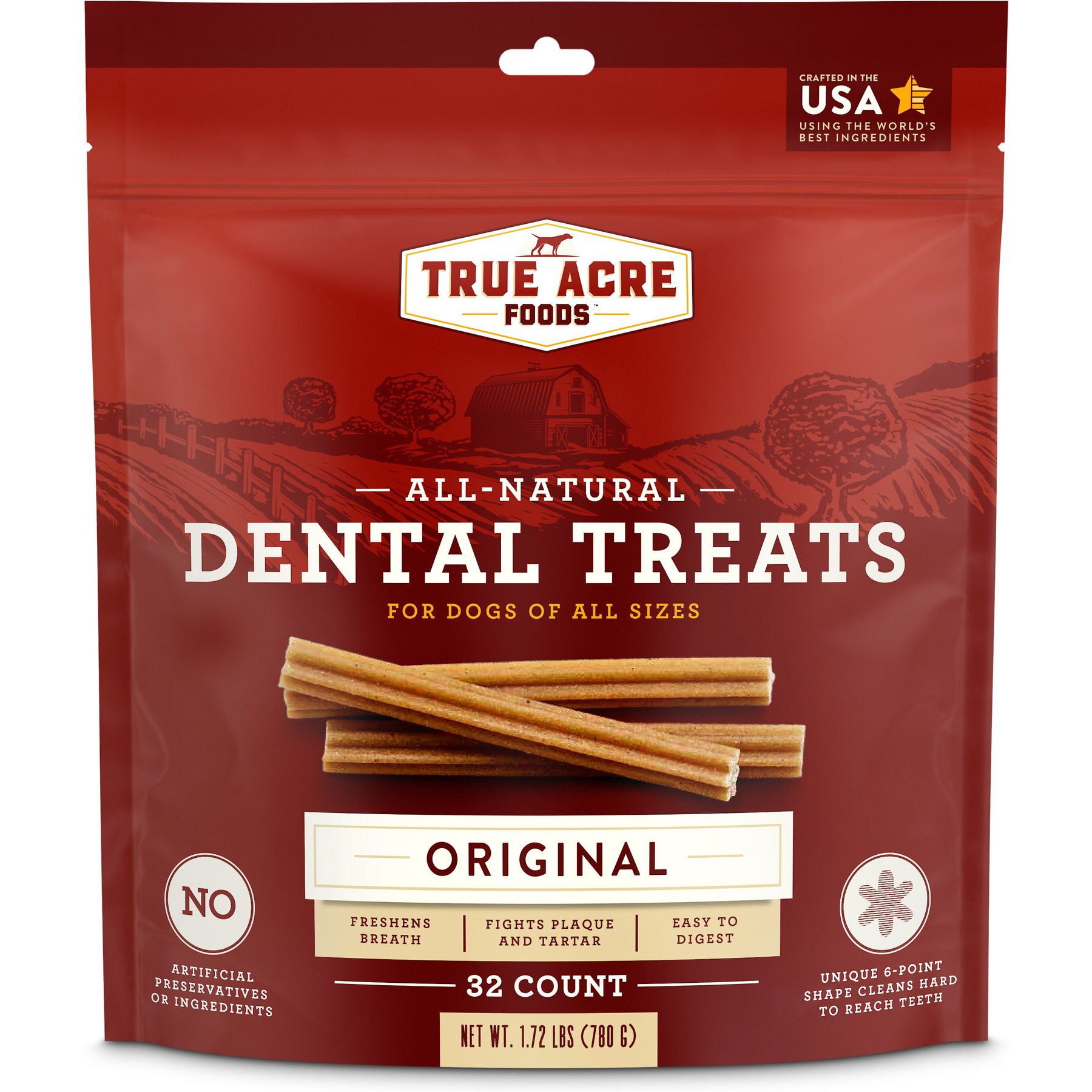 True Acre Foods All-Natural Dental Chew Sticks, Original Flavor