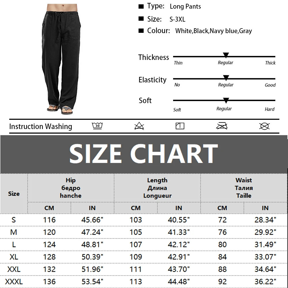 Mens Cotton Linen Pants Loose Cool Casual Long Pants Elastic Waist Long Pant Casual Large Size Streetwear Lightweight Trousers 240420