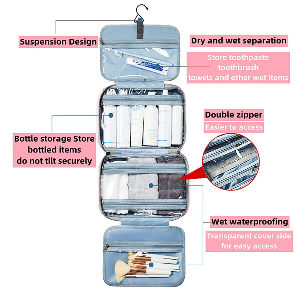 2025S New Free Shipping Designer Bag Large Capacity Four Layer Composite Makeup Bag With Hook Waterproof Shampoo Toilet Travel Organizer
