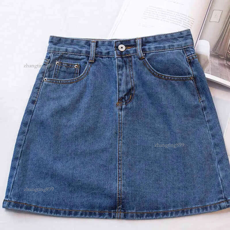 Zoki High Waist Women Denim Skirt Sexy Fashion Summer Korean Girls Jeans Mini Skirt Plus Size Cotton Ladies Short Skirt 210331