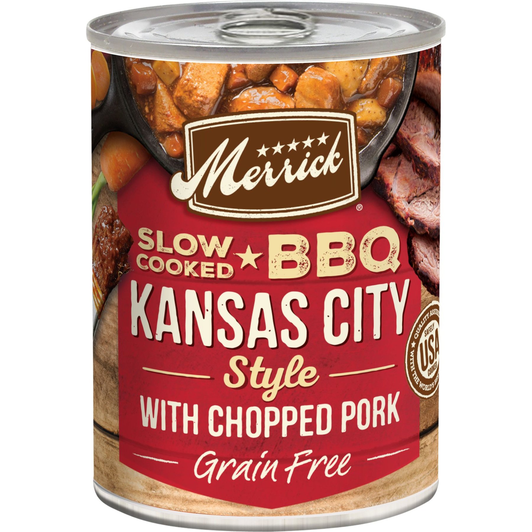 Merrick Grain-Free Wet Dog Food Slow-Cooked BBQ Kansas City Style with Chopped Pork
