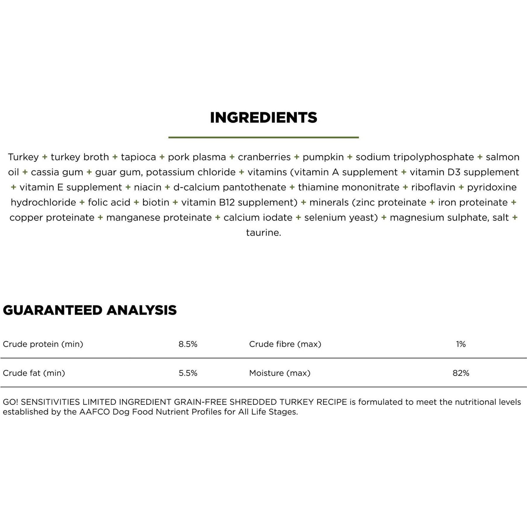 Go! Solutions Sensitivities Limited Ingredient Grain-Free Shredded Turkey Dog Food