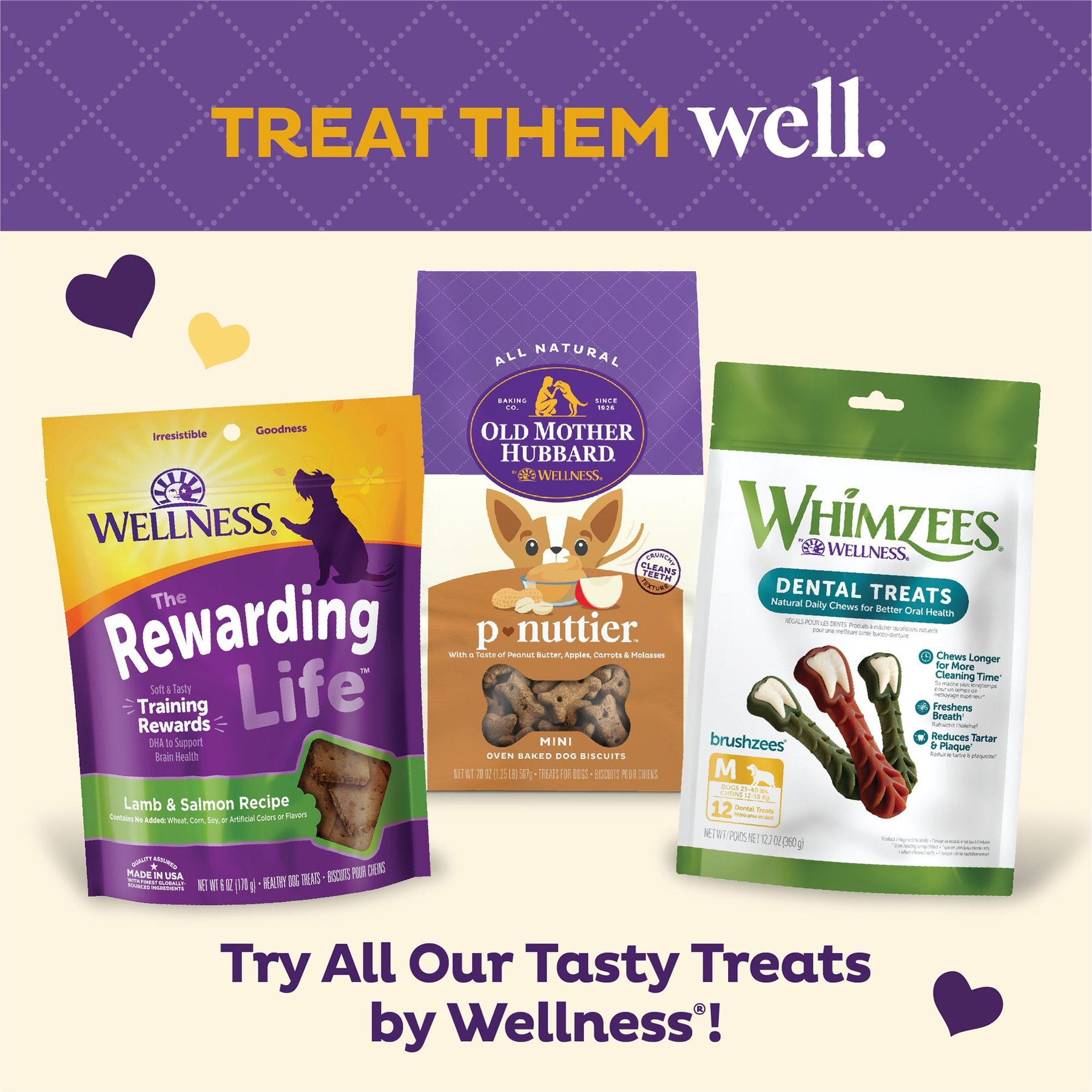 Old Mother Hubbard by Wellness Classic P-Nuttier 'N Nanners Grain-Free Mini Oven-Baked Biscuits Dog Treats