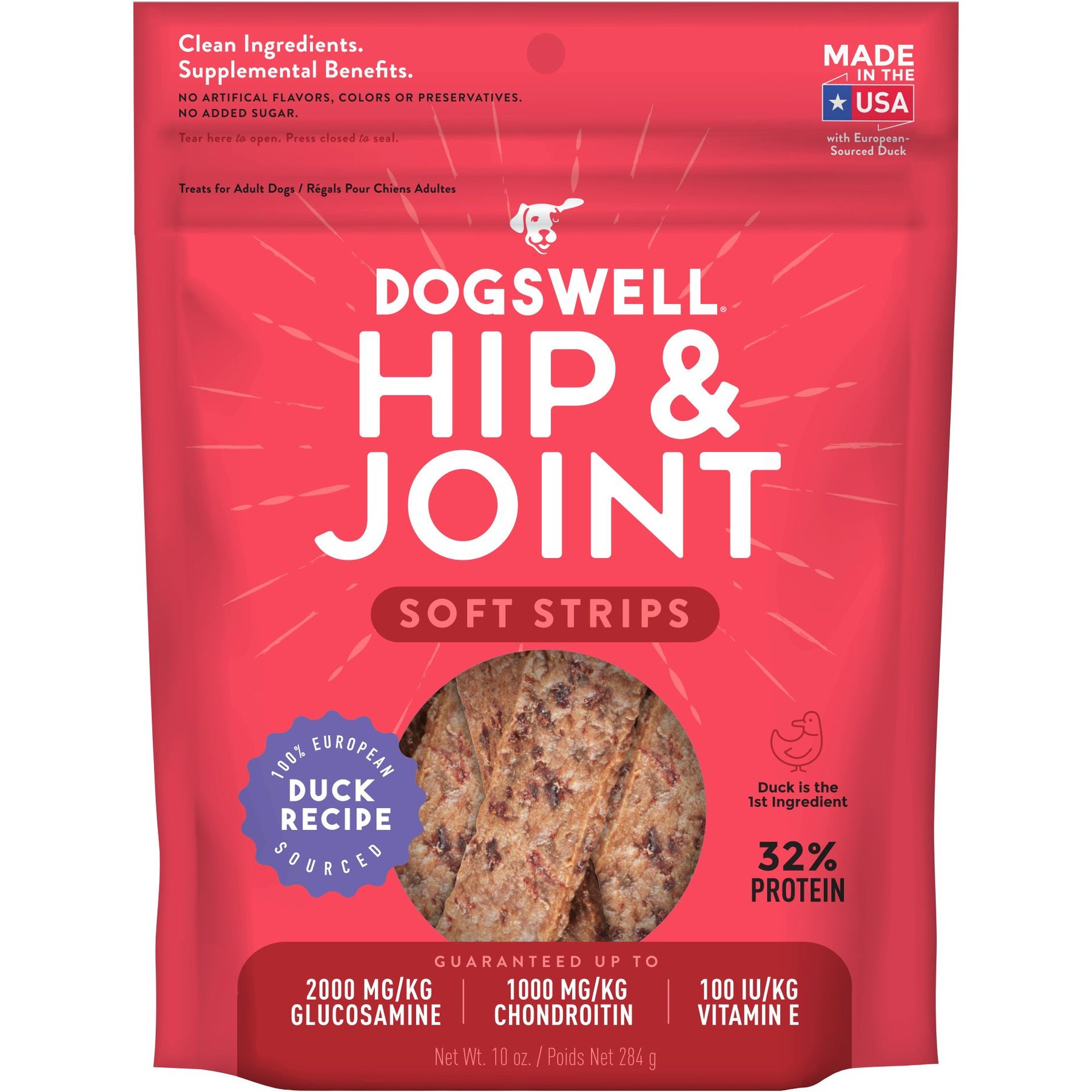 Dogswell Soft Strips Hip & Joint Duck Recipe Grain-Free Dog Treats