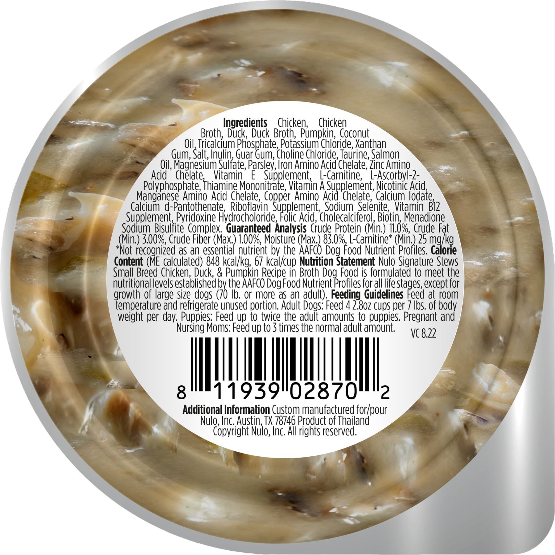 Nulo Signature Stews Grain-Free Chicken, Duck & Pumpkin in Broth Small Breed Wet Dog Food, 2.8-oz cup, case of 24