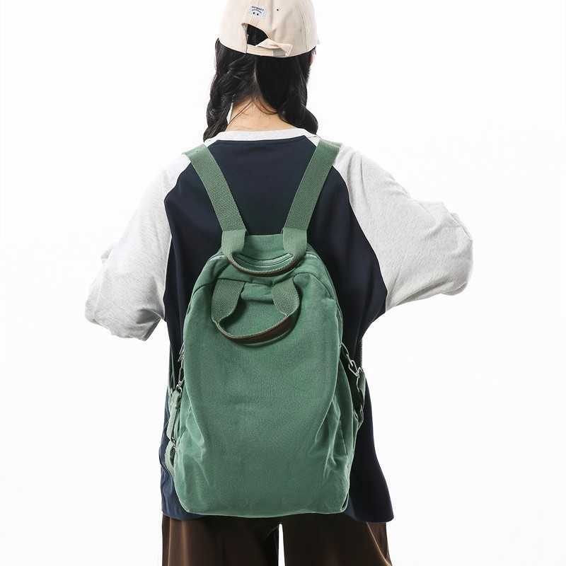 new canvas backpack for women artistic simple casual versatile three use backpack handheld diagonal cross bag