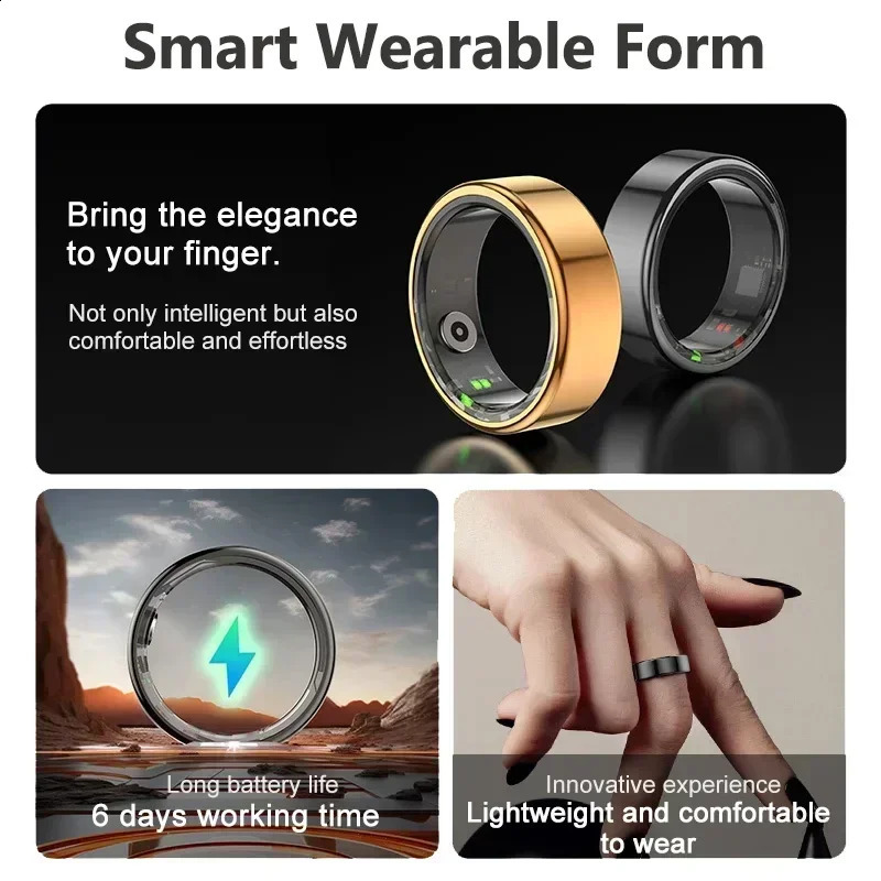 Smart ring suitable for mens military grade steel shell health monitoring IP68 and 3ATM waterproof multi sport mode 241121