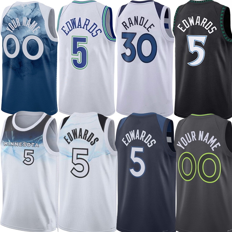 Anthony Edwards Basketball Jerseys MIN Timberwolve Naz Reid Julius Randle Donte DiVincenzo Jaden McDaniels Robert Dillingham Rudyy Gobert Mike Conley City Jersey