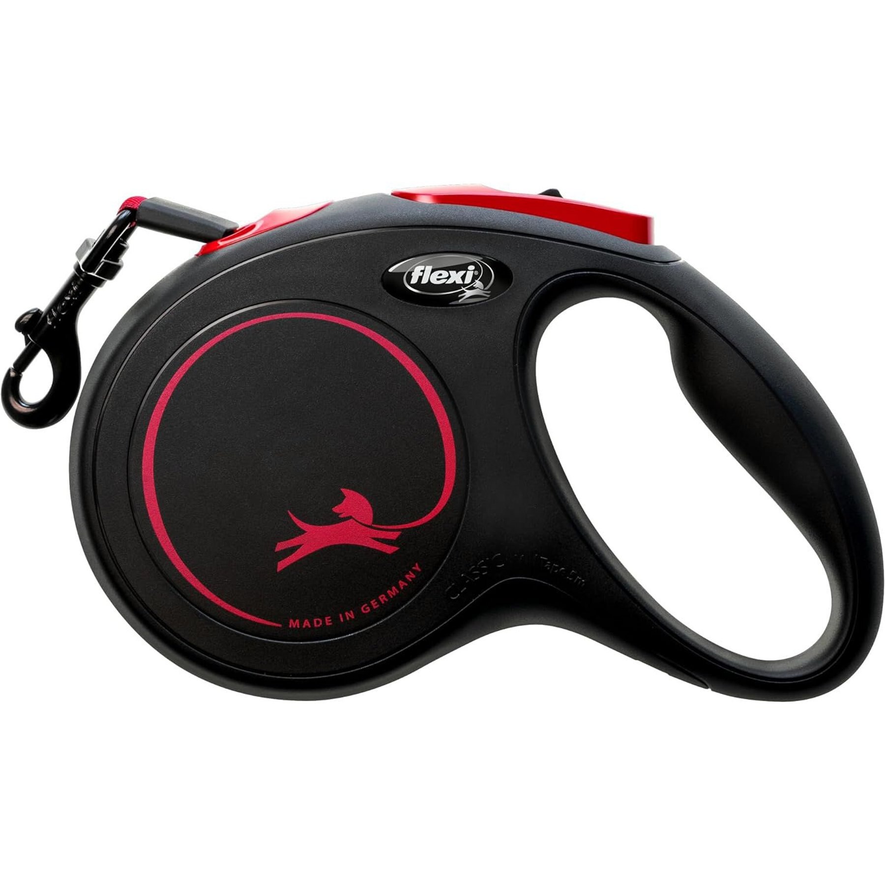 Flexi New Classic Plastic Retractable Dog Leash, Black Fire, Medium: 16-ft long, 0.8-in wide