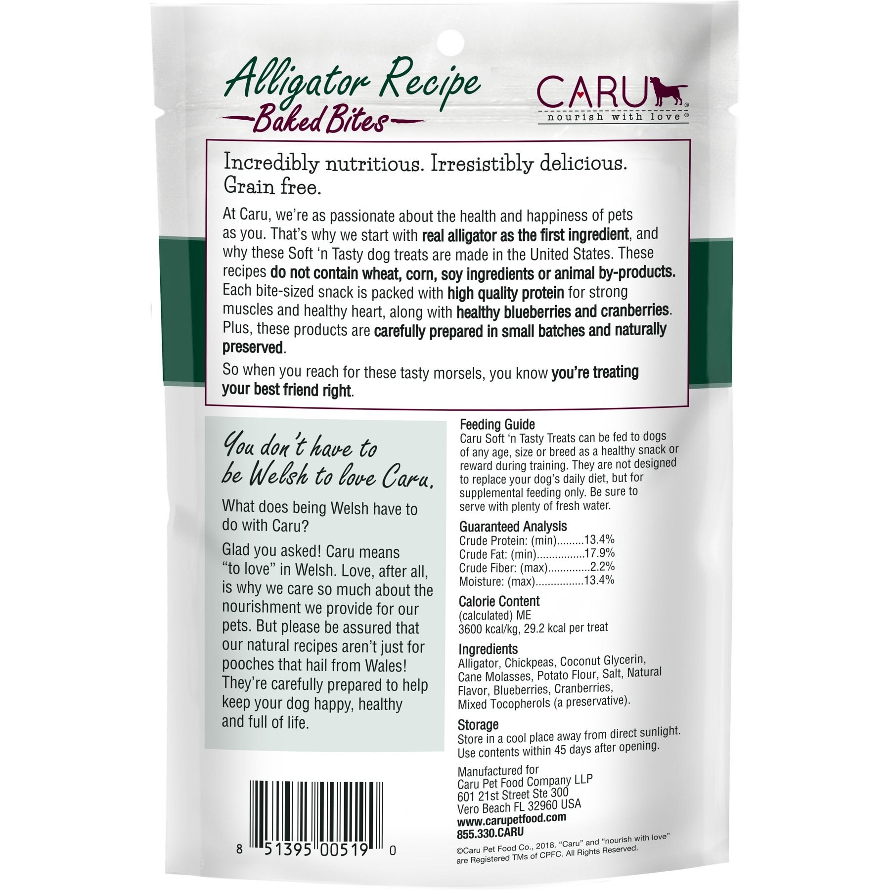 Caru Soft 'n Tasty Baked Bites Alligator Recipe Grain-Free Dog Treats