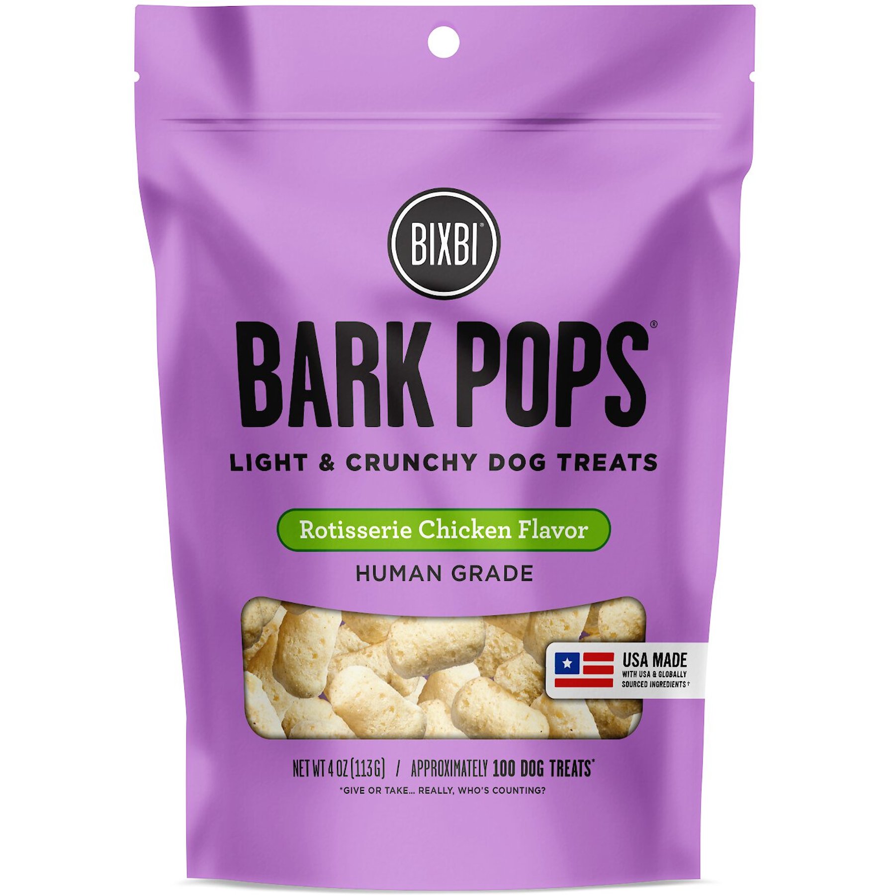 BIXBI Bark Pops Rotisserie Chicken Flavor Light & Crunchy Dog Treats