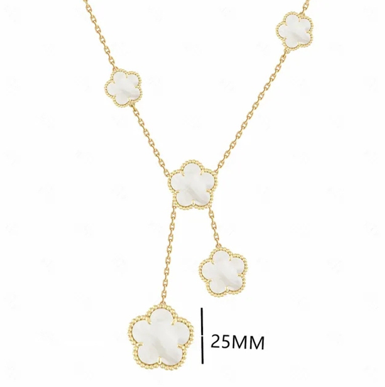 Classic 3+1 Leaf Clover Vogue Women Mother Of Pearl Pendant Copper Material Chain Plated Gold Necklace Five Wer Will Not Fade Jewelry G